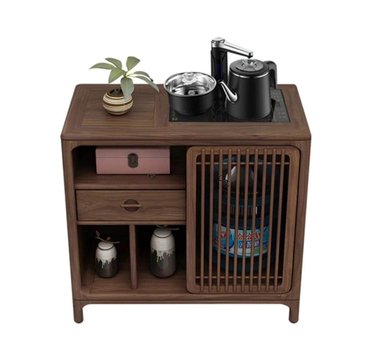 

New Chinese North American black walnut tea cabinet storage solid wood small tea table