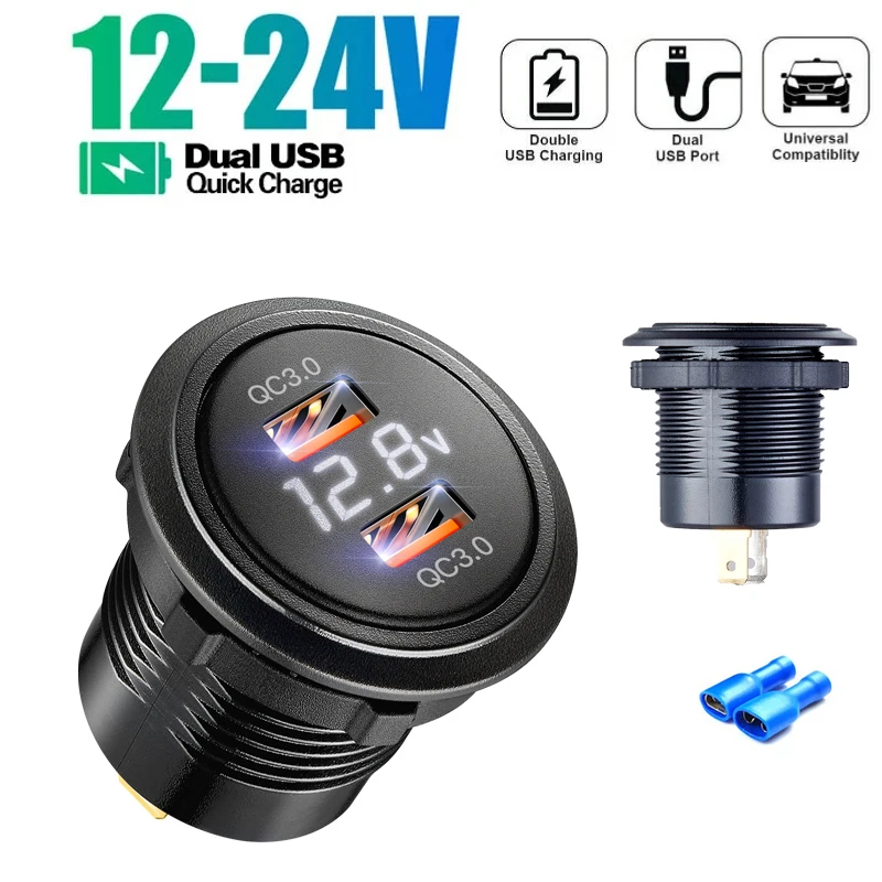 12v digital voltmeter with usb quick charge port socket tomada usb adapter for bmw e46 bmw e61 e60 bmw f30 bmw f10 f20