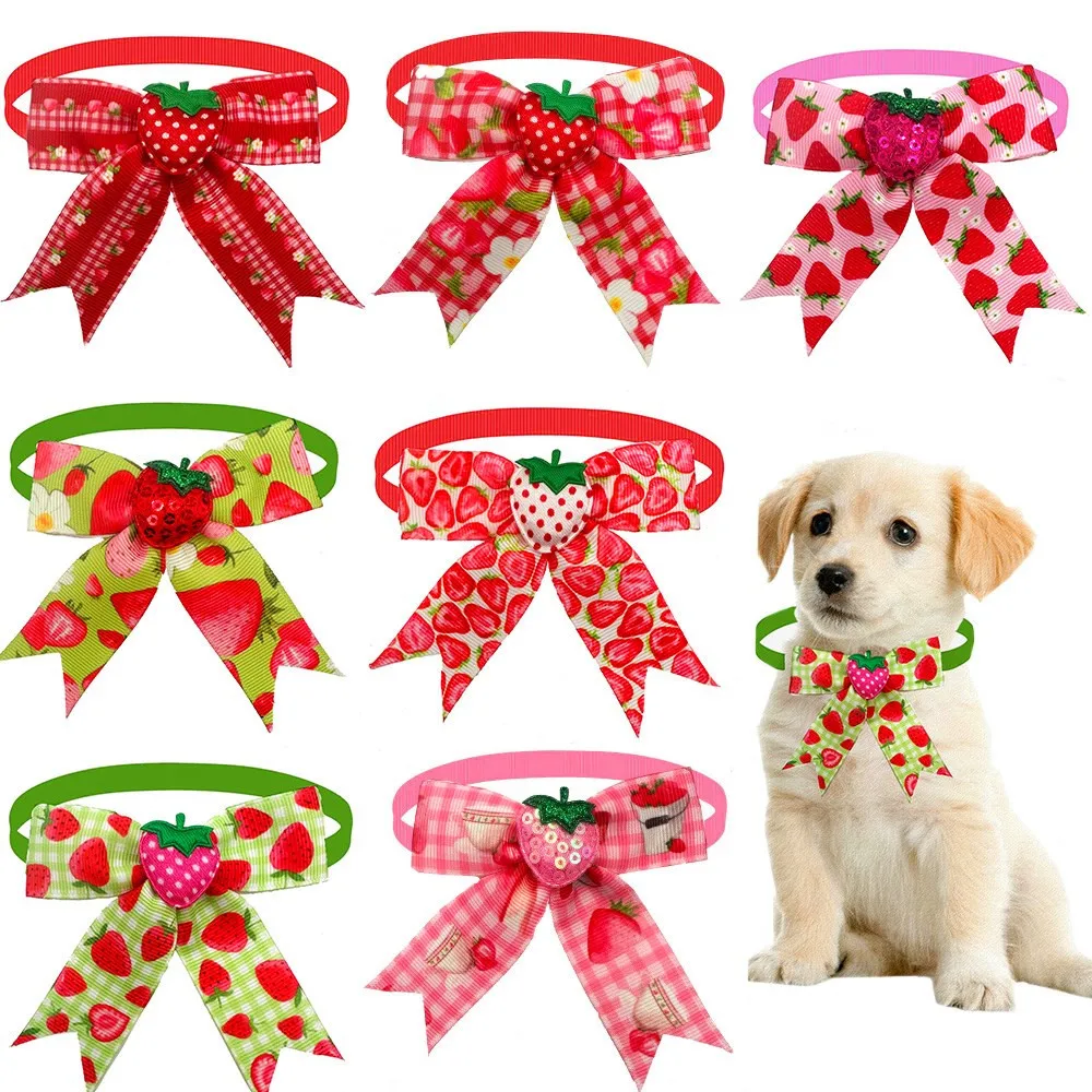 

10pcs Dog Bow Tie Fruit Strawberry Pattern Pet Supplies Small Dog Bow Tie Pet Dog Grooming Accessories