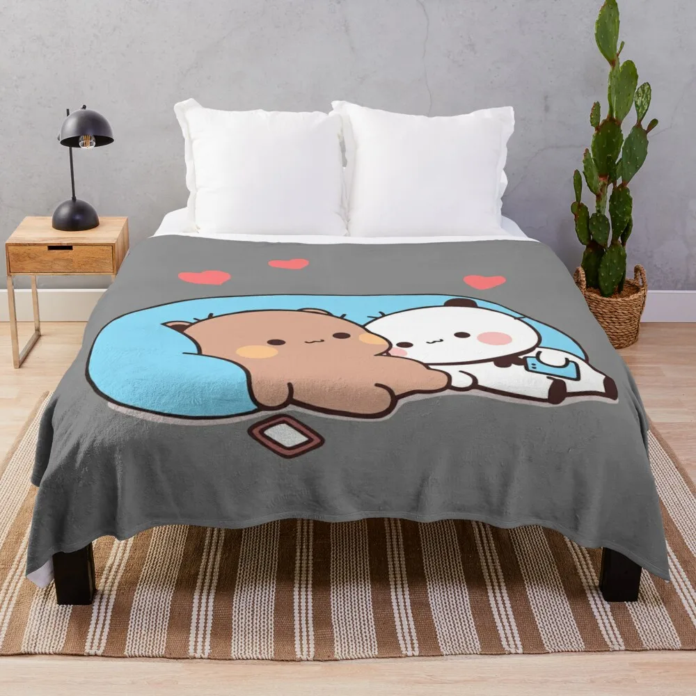 

DuDu Bear and BuBu Panda’s night days Throw Blanket Soft Plush Plaid for winter Vintage for sofa Blankets