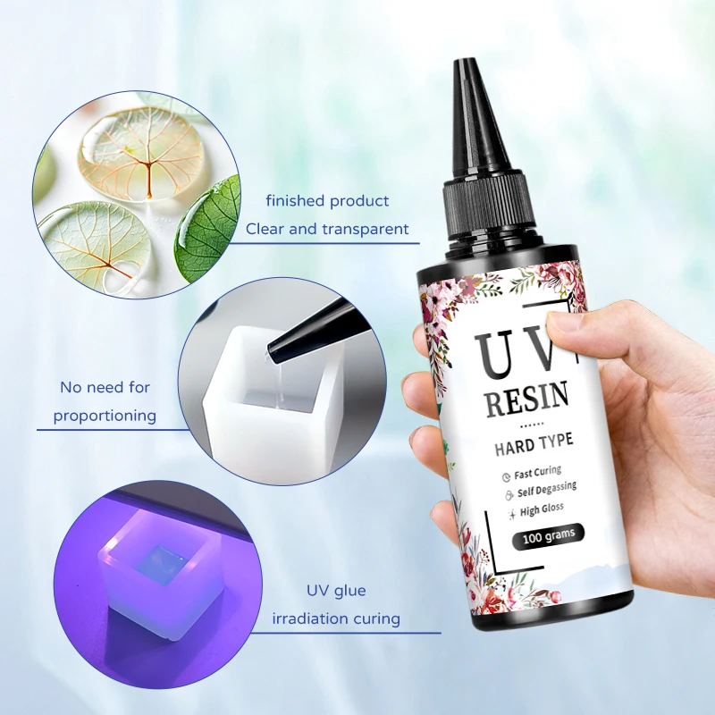 Uv resin 20g/50g/100g/250g/1000g Crystal Resin UV Glue DIY Jewelry Making High Hardness Fast Drying Harder Epoxy Glue UV Lamp image 3