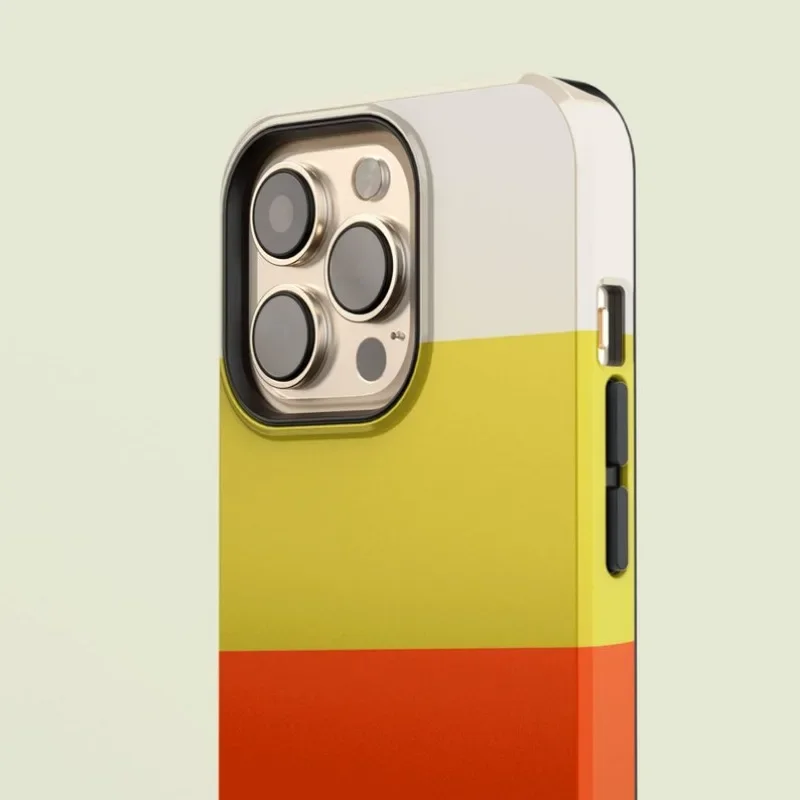 الفاخرة Clmj مخطط أصفر برتقالي وردي جراب هاتف آيفون 16 15 14 13 12 11 برو ماكس زائد الفاخرة طبقة مزدوجة الغطاء الخلفي #5