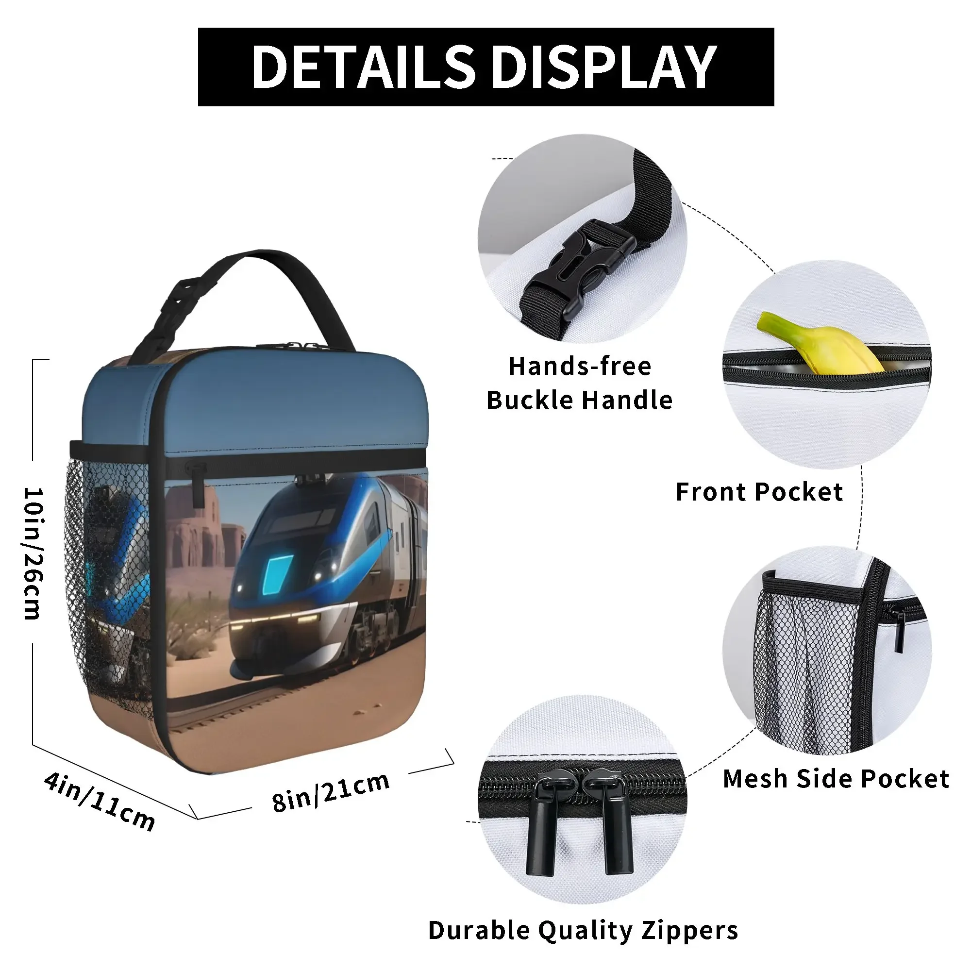 Insulated Lunch Bag Cooler Bag Reusable,Lunch Container High Speed Rail Train High Capacity Lunch Box Tote