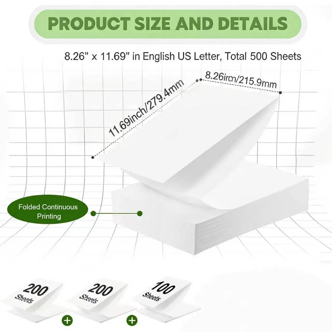 500 Sheets A4 Letter Size Thermal Receipt Paper Quick-Drying Inkless Compatible with Home Office School A4 Thermal Printers