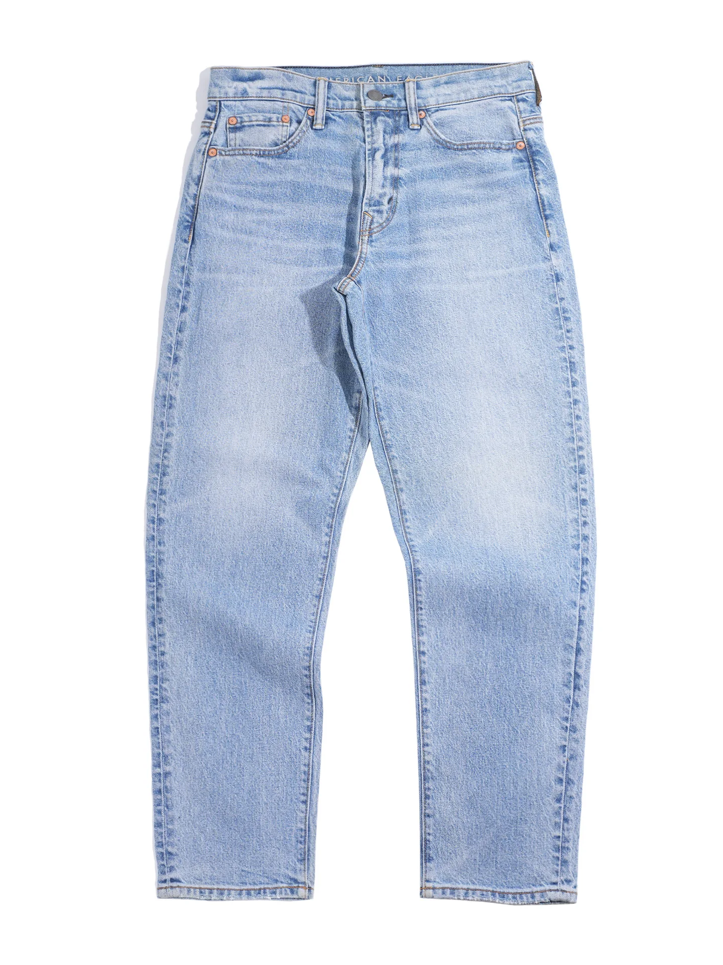 

Мужские свободные зауженные синие джинсы с высокой талией из смесового хлопка, эластичные, для спорта, на осень, AEO Eagle, весна-осень, новинка