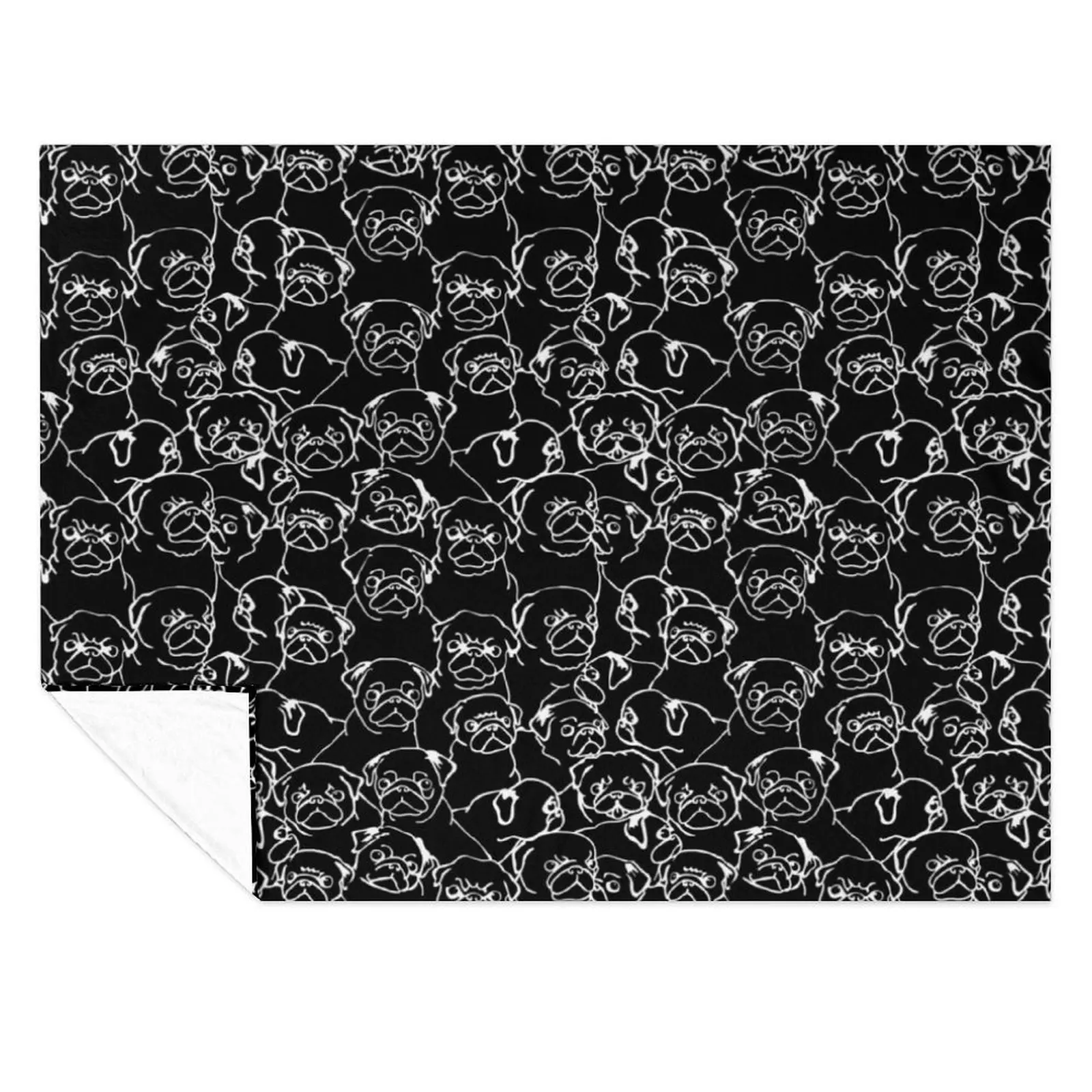 

Oh Black Pugs Throw Blanket Bed linens Flannel Fabric heavy to sleep Blankets