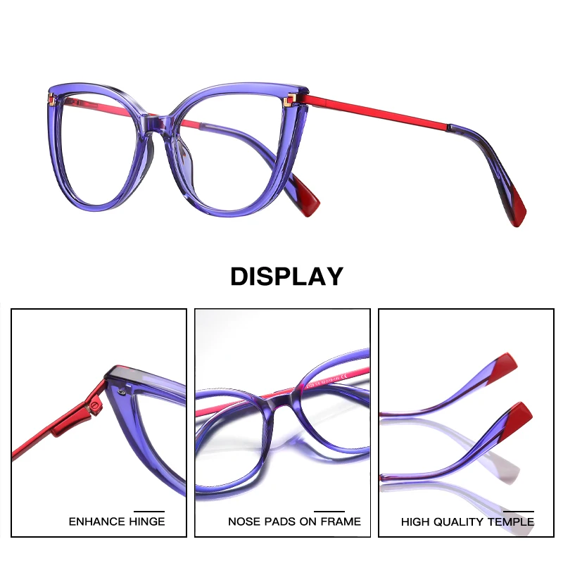 CLLOIO Women Cat Eye Reading Glasses New Design Anti Blue Light Myopia Glasses Hyperopia Prescription Optical Glasses Frame 2128