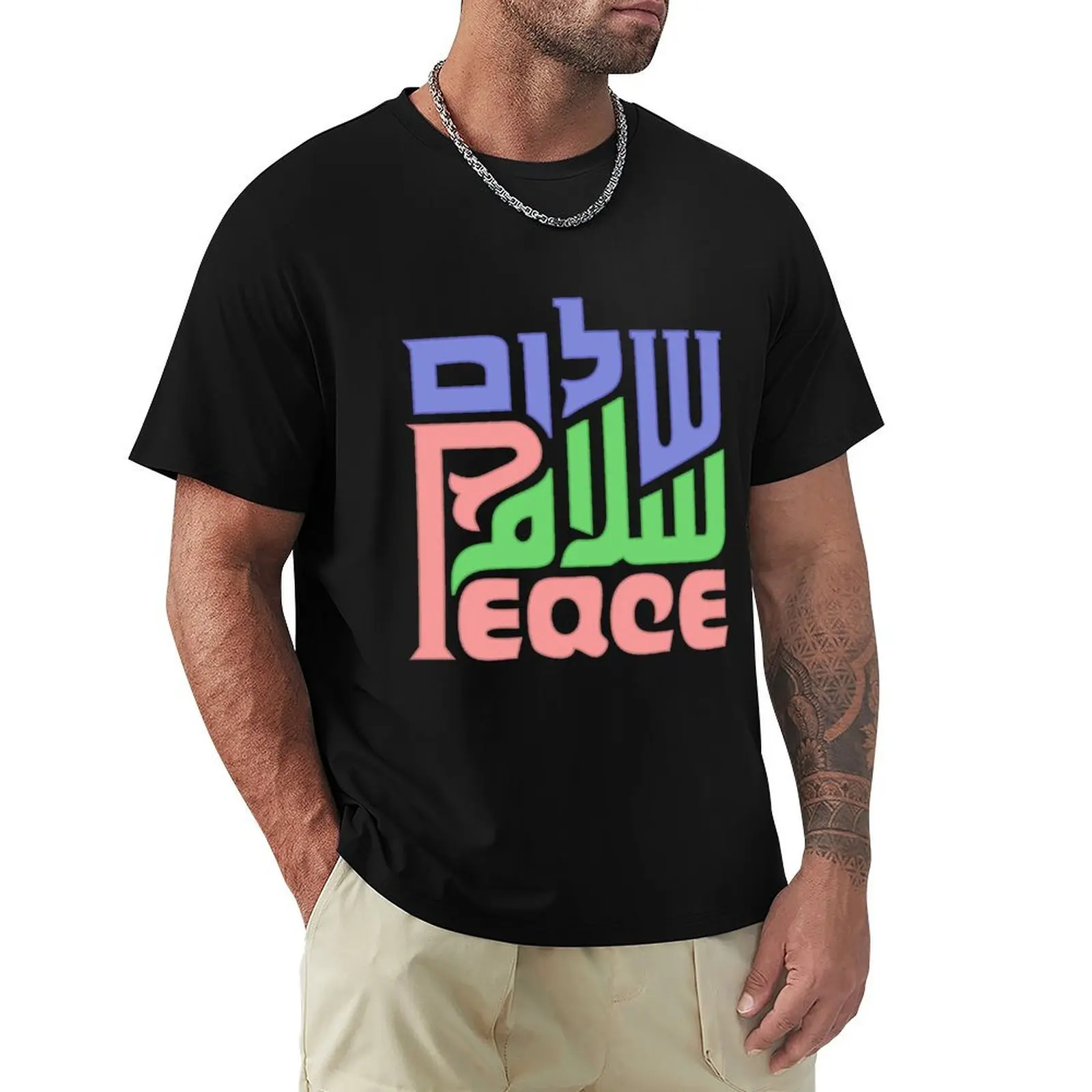 

Trilingual peace T-Shirt topping anime clothes custom t-shirts t shirts for men