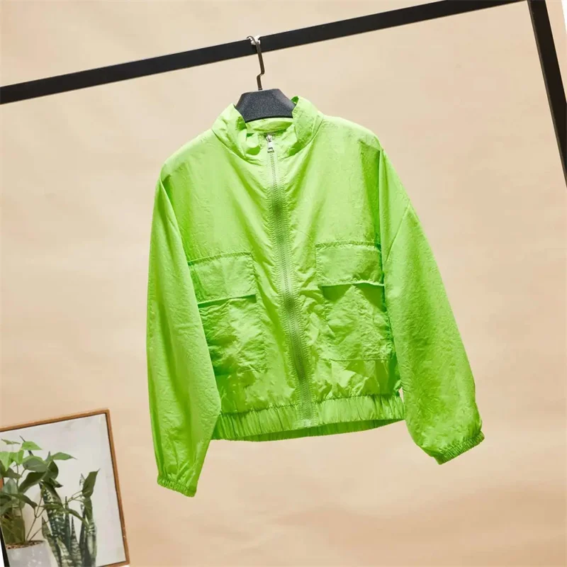 Korean Female Long Sleeved Sunscreen Jacket Summer Women Leisure Sports Jacket Coat Solid Thin Ladies Outwear Sunscreen Clothing