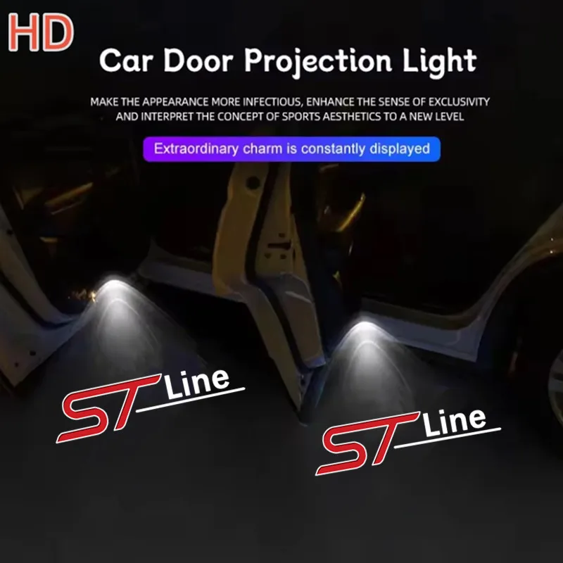 2PCS Car Door Welcome Light Led HD Laser Projector Lamp For Ford ST LINE Fiesta EcoSport Escort mk3 mk4 mk5 mk7 focus Logo