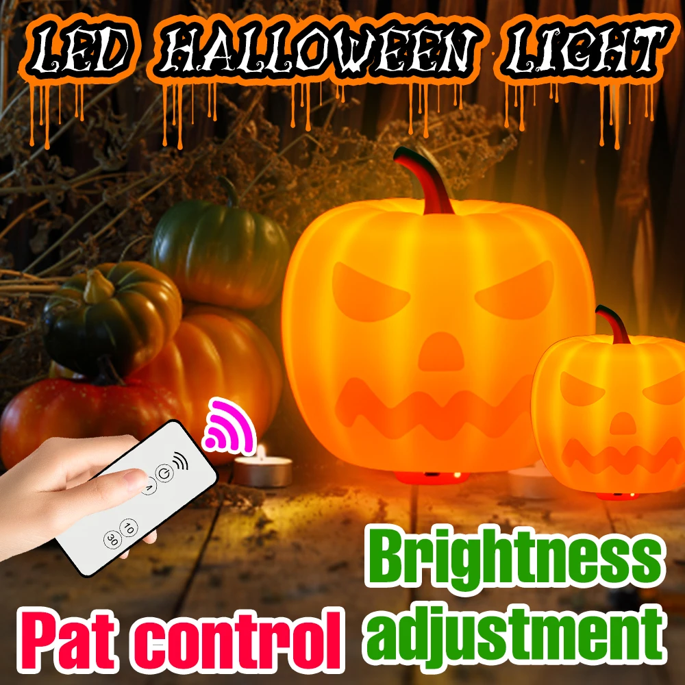 Novidades led abóbora luz fantasma de silicone rgb lâmpada usb luz da noite lâmpada de cabeceira atmosfera nightlights halloween decoração do feriado