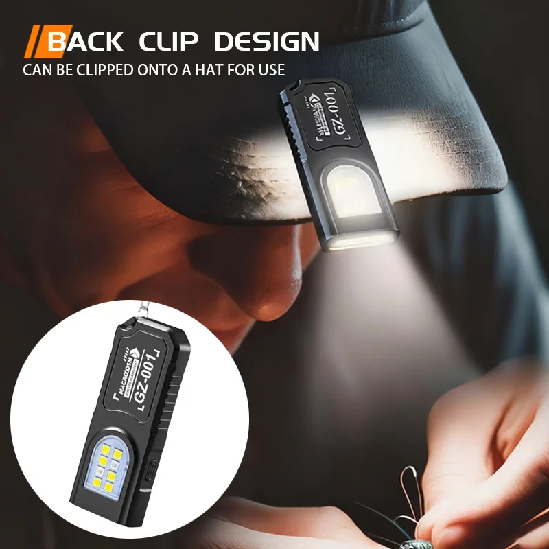 Lanterna LED COB Tipo C Recarregável Portátil Mini Tocha de Bolso Luz de Trabalho com Clipe e Ímã para Emergências