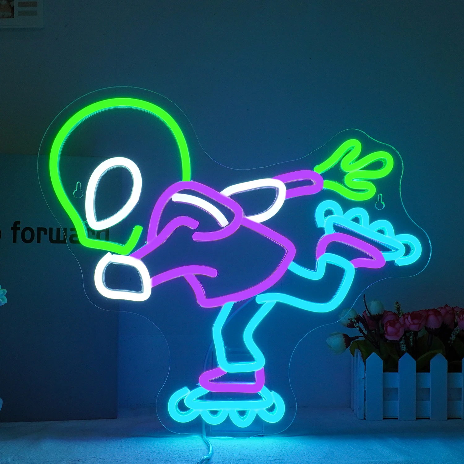 Alien Skating Neon Led Sign Funny Dimmable LED Lights USB Powered Neon Lamp Wall Light Up Sign For Gym Skate Sport Club Art Logo