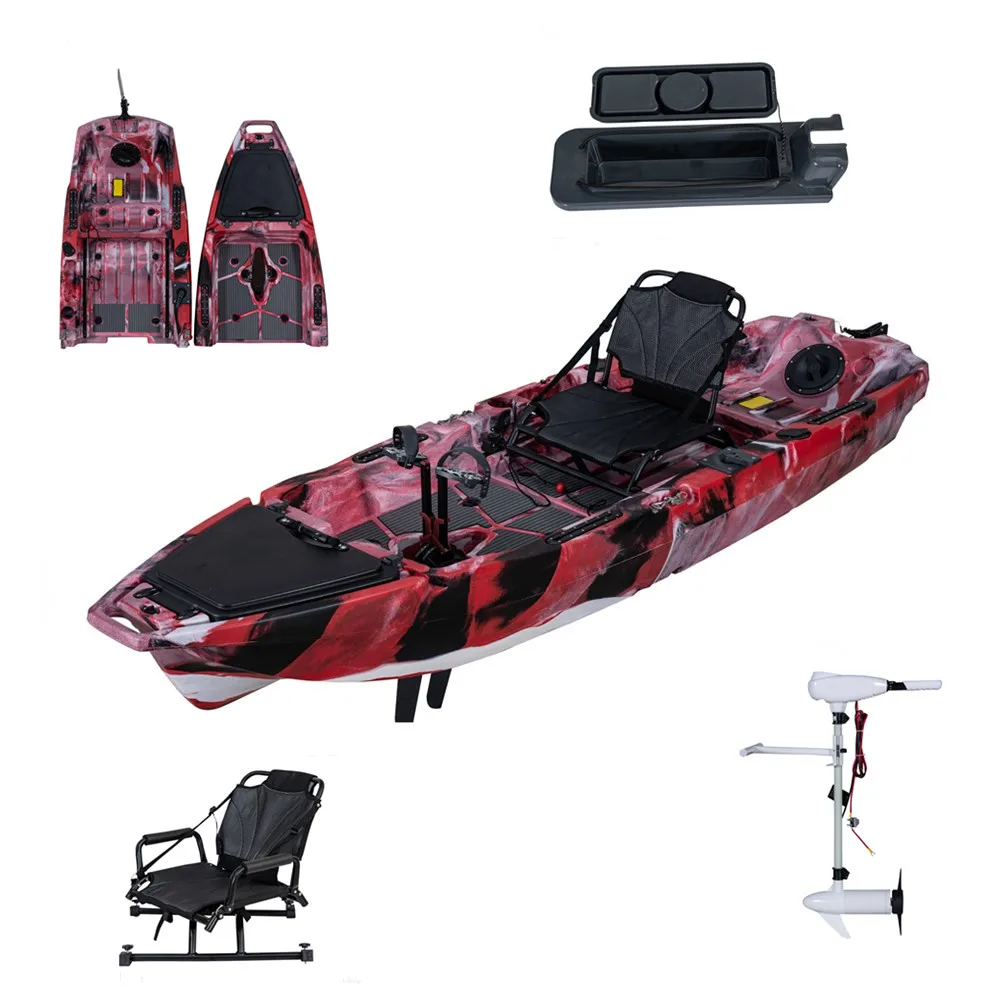 

2 Sections 1 Person Single Solo Detachable Light Weight Plastic Kayak With Upgraded Pedal Cover Rotating Chair Motor