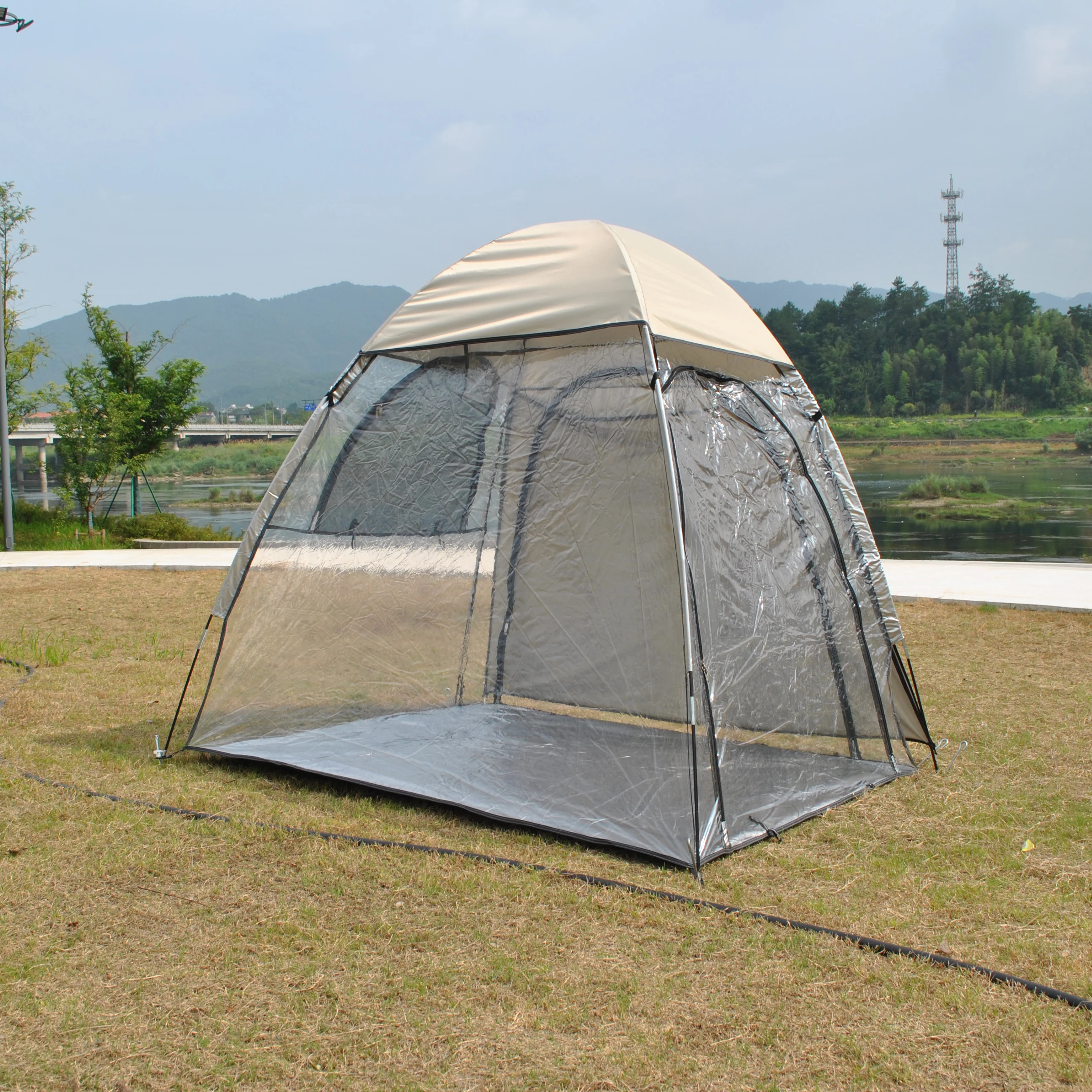 2 Person Large Clear Tent Sports Waterproof Cold Weather,Outdoor Transparent fishing Rain Sun Shelter  with tarp mesh Window