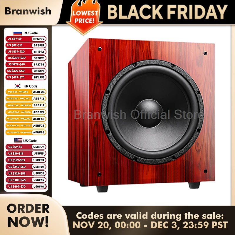 HiFi 15 Inch Speaker Wooden Super Active Subwoofer Home Theater Audio 500W Hight Power SW 6Ω Sound Box Enthusiast Home Cinema