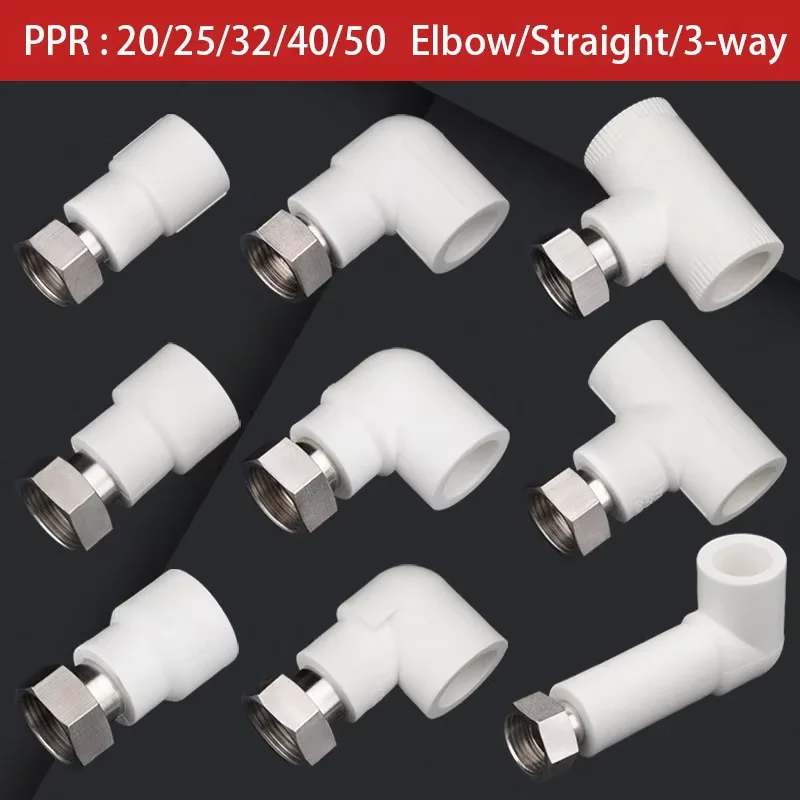 

PPR Pipe 20/25/32/40/50 Live Union Connector Copper 1/2"3/4"1"1.2" Female Thread Straight/Elbow/3 way Water Heater Pipe Fittings