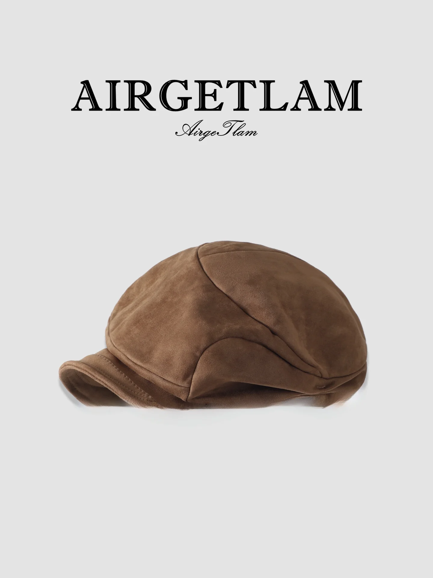 airgetlam-vintage-foldable-beret-hat-women's-autumn-winter-coffee-color-painter-boy-scout-hat-octagonal-warmth-polyester