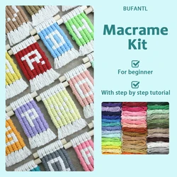 DIY Alphabet Pendant Macrame Kit With Tutorial For Beginner Handmade Knitting Alphabet Small Tapestry DIY Art Home Decor Craft