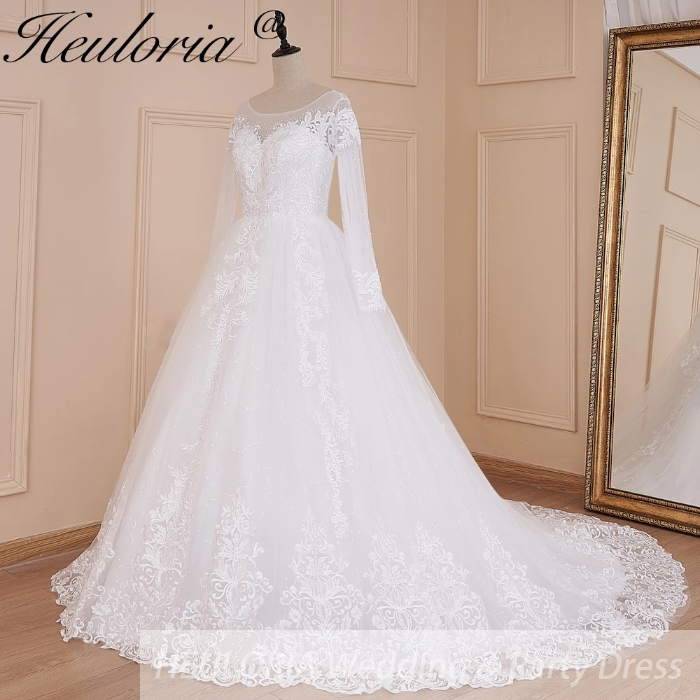 Ballkleid Hochzeitskleid Langarm Brautkleid schulterfrei Spitze Applikationen Vestido De Noiva Sweep Zug Braut Brautkleid