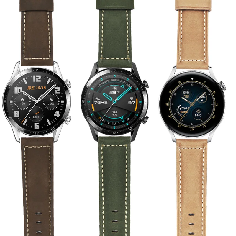 Bracelet de montre en cuir véritable pour Huawei GT3 Watch 3 Gt2pro, ceinture pour Porsche GT2 Smart Glory Magic, 46mm, 22mm, à la mode pour hommes et femmes