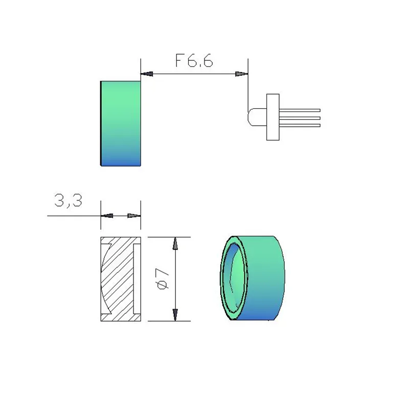 7mm Diameter Laser Focusing Lens Dot F5.6 Focus Plastic Lens Thickness 3.3mm  Applicable Wavelength 300-1100nm Laser Accessories