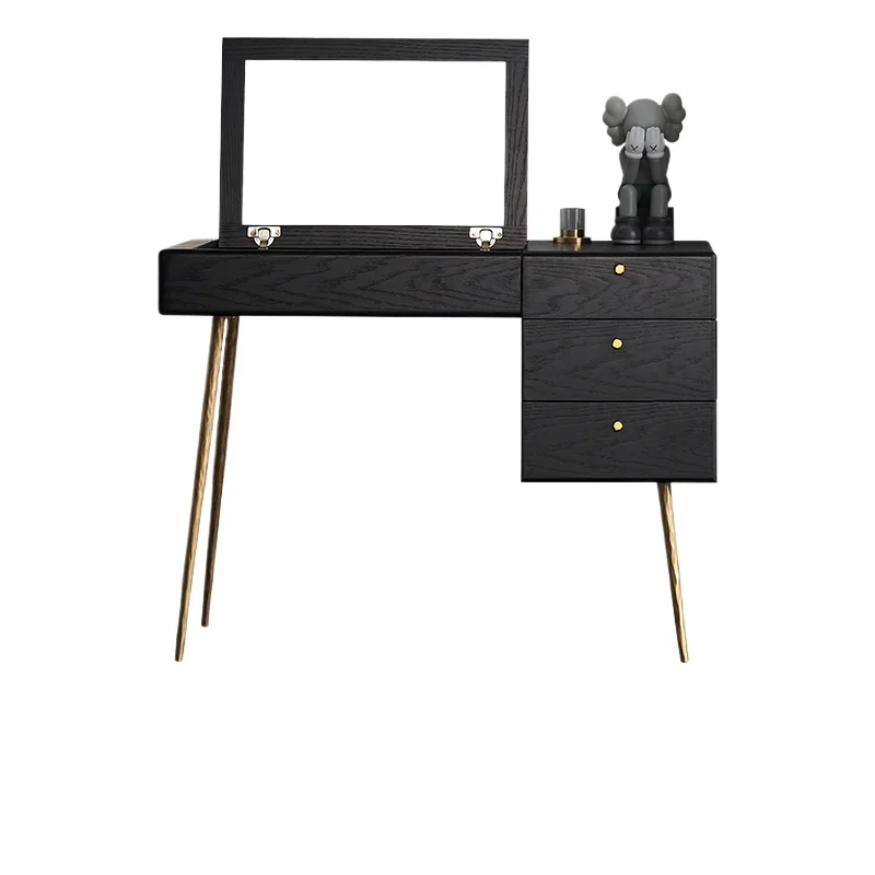 

Nordic solid wood, dressing table, modern simple bedroom, small apartment, light luxury walnut color dressing table
