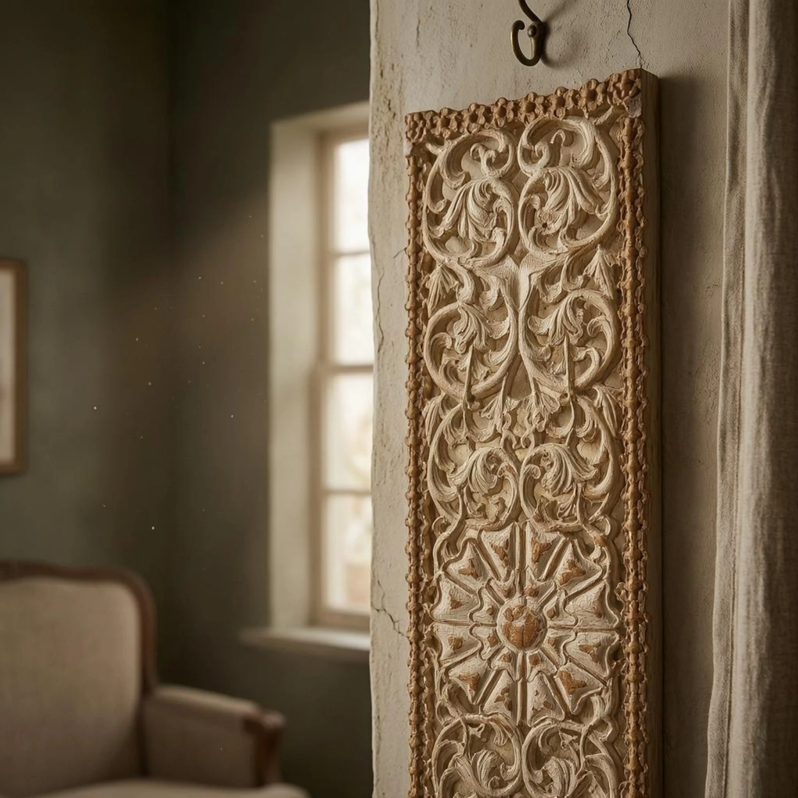 decorazione-murale-floreale-vintage-in-legno-design-a-medaglione-arredamento-rustico-beige-e-marrone