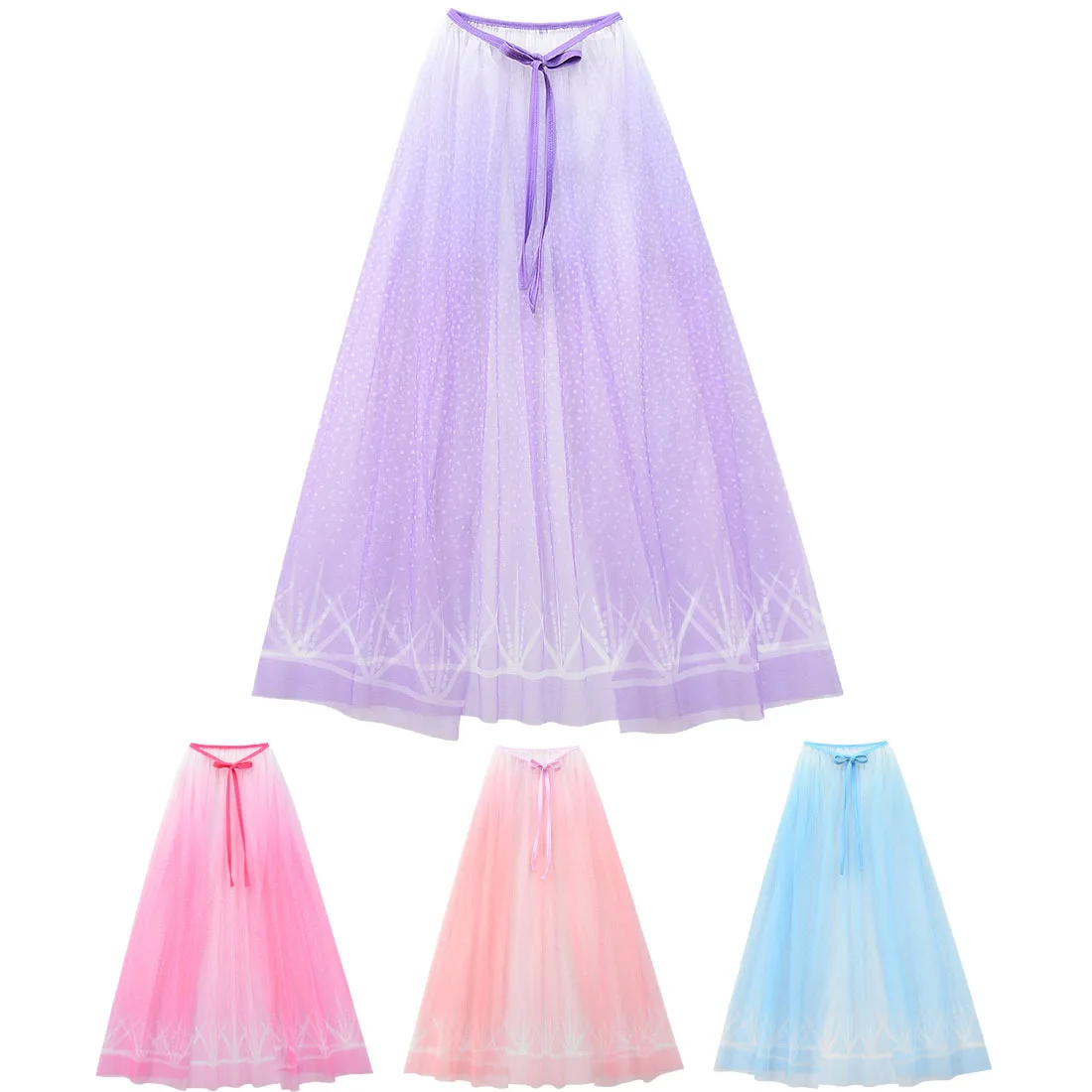 Cosplay ice and snow girl mesh cape, large children's long cape with tie rope mesh 507