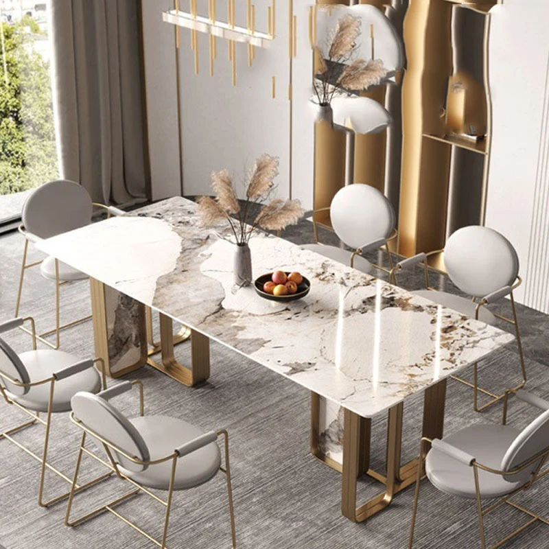 New Base Legs Dining Table White Gold Design Clearance Marble Dining Table Kitchen Salon Lounges Mesas De Comedor Furniture Home