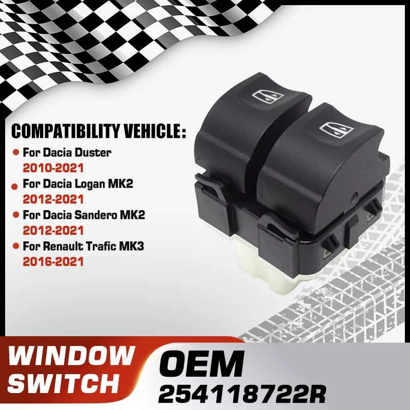 

For Dacia Duster 2010-2021 Dacia Logan MK2 2012-2021 Dacia Sandero 2012-2021 Renault Trafic 2016-2021 Car Power Window Switch