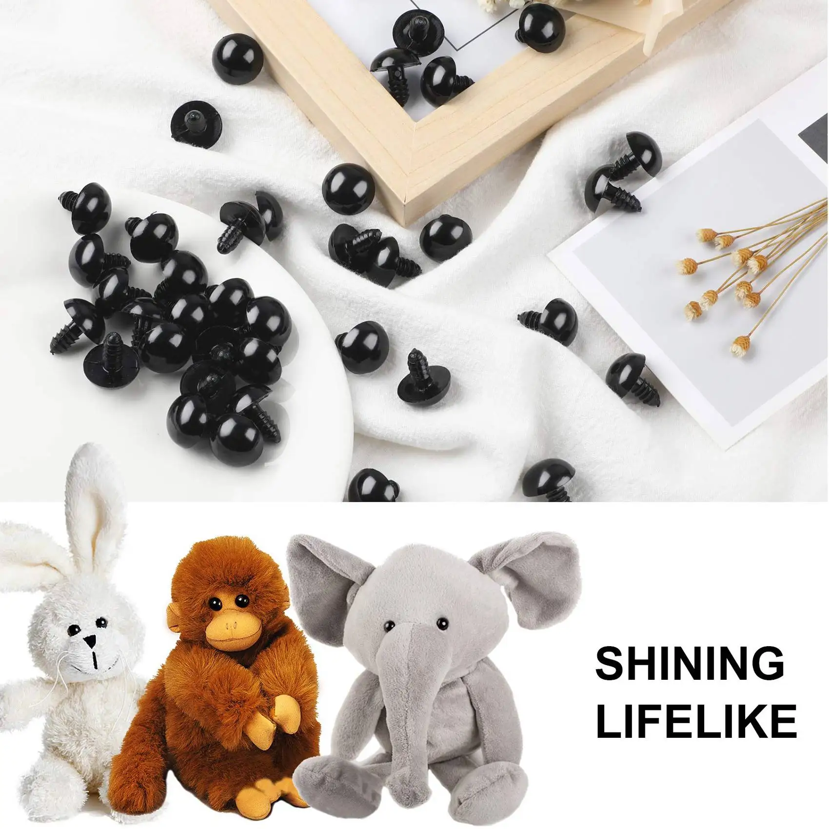 BFYL-100PCS пластиковые безопасные глаза для вязания крючком оптом с 100 шт. шайбами для поделок крючком (0,24 дюйма/6 мм)