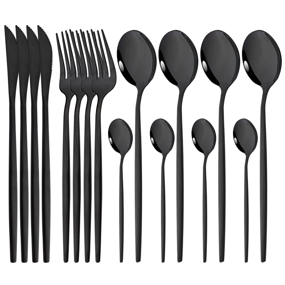 Dinner Knife Fork Coffee Spoon Dinnerware Cutlery Set 16Pcs Flatware Stainless Mint Green Gold Steel Silverware Tableware Set