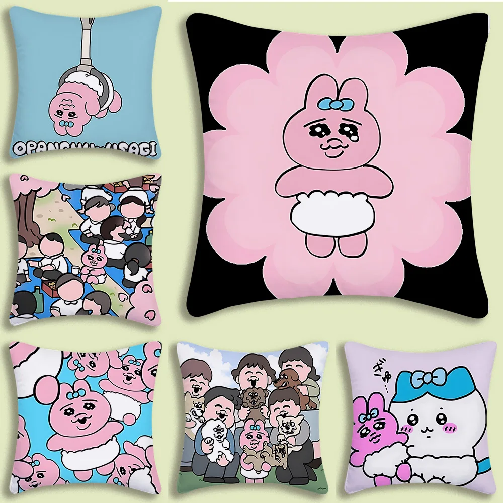 

Kawaii O-Opanchu Usagi Pillow Covers Cartoon Sofa Decorative Home Double-sided Printing Short Plush Cute Cushion Cover