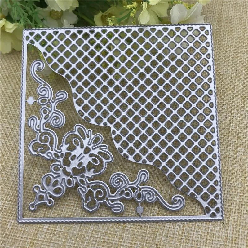 Grid Background Square Frame Metal Cutting Dies Stencils Scrapbooking DIY Paper Cards Photo Album