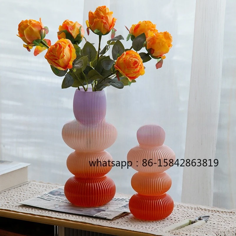 Medieval Light Luxury Spray Colored Glass Vase Home Restaurant Vase Flower Arrangement High-end Decorative Ornament