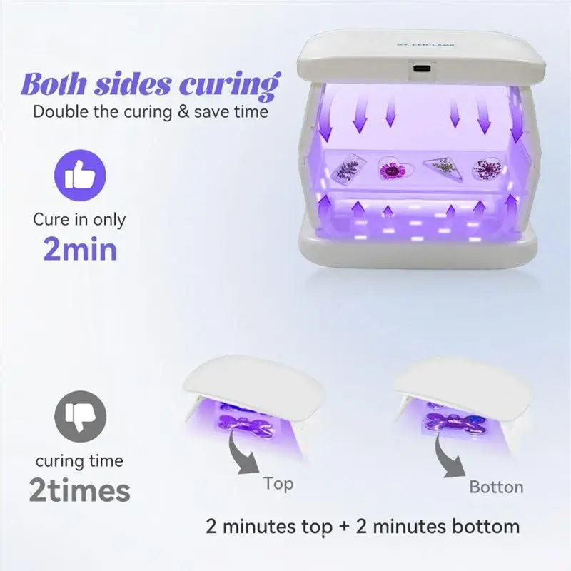 ABJI-UV Resin Curing Lamp 40GB Double Sided Featuring Adjustable Timer Digital Display For Jewelry Crafting And DIY Project