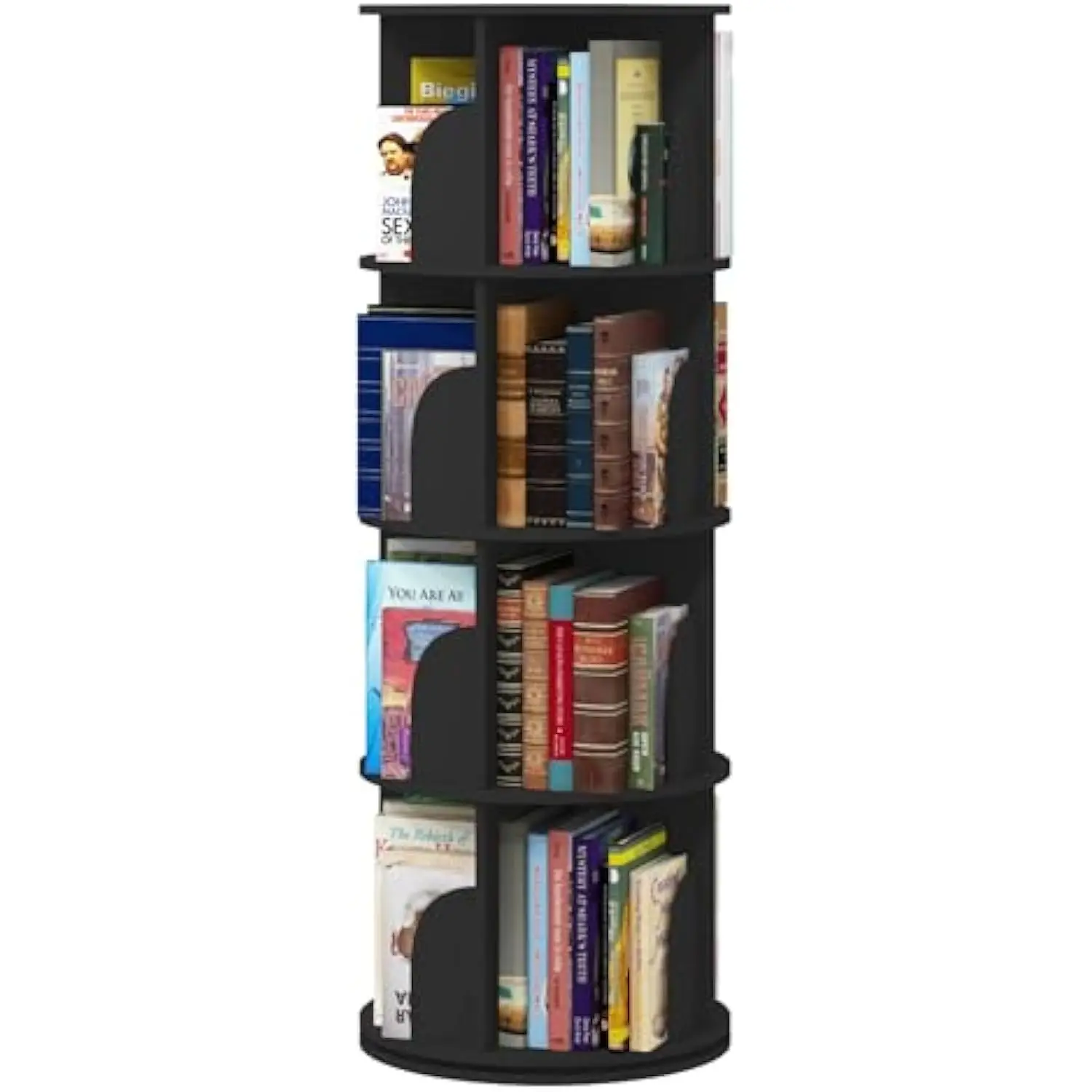 

4 tier 360° rotating stackable shelves bookshelf organizer (black), white, rotatingbookshelf_5tier_white