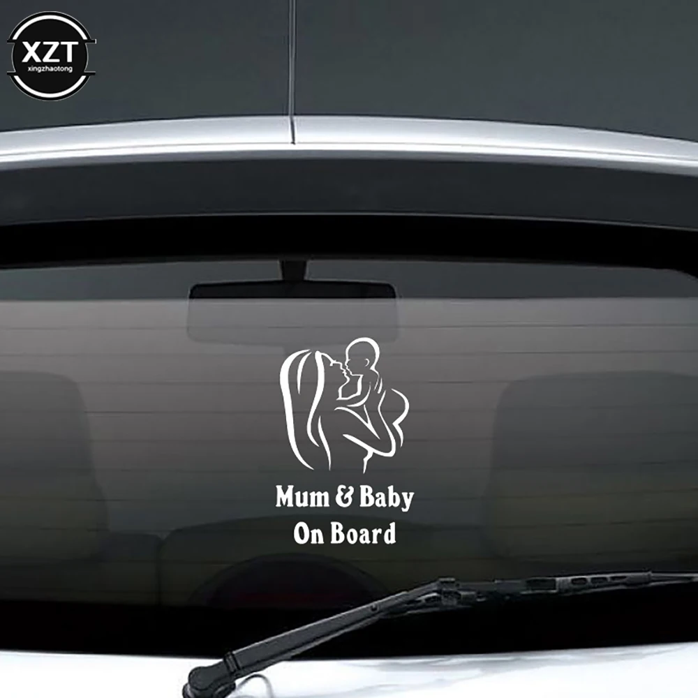 18*12cm Car Sticker 3D MUM And Baby On Board Reflective Laser Vinyl Car Sticker Motorcyc Styling Black Silve view 2