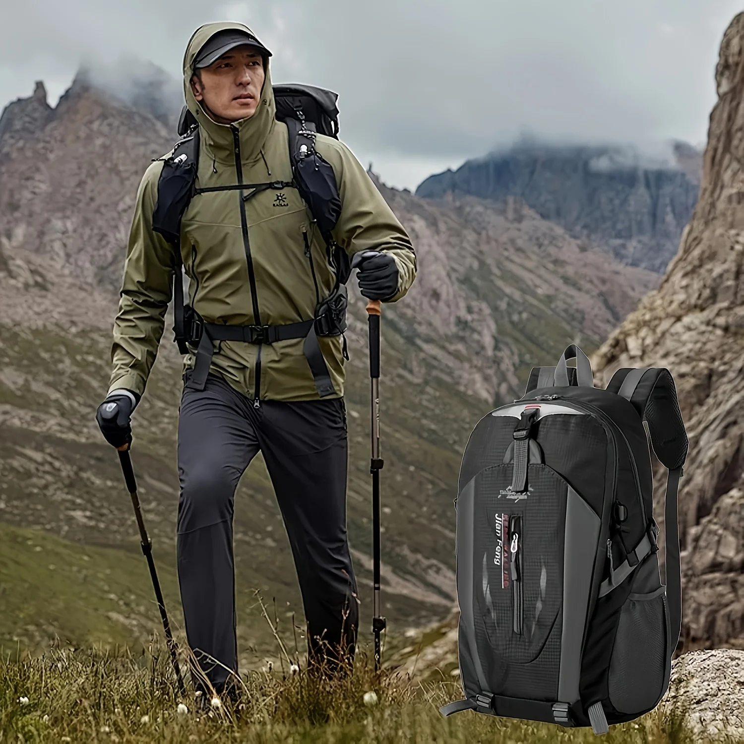 

1 шт., 40 л, походный рюкзак, легкий защитный рюкзак для ноутбука для мужчин и женщин, спорт на открытом воздухе, велоспорт, путешествия, кемпинг