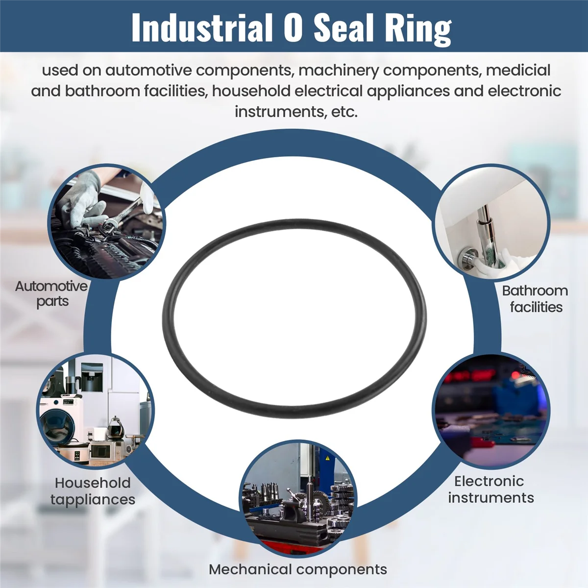 Rondella di tenuta O-Ring flessibile industriale in gomma nera da 110mm x 5mm