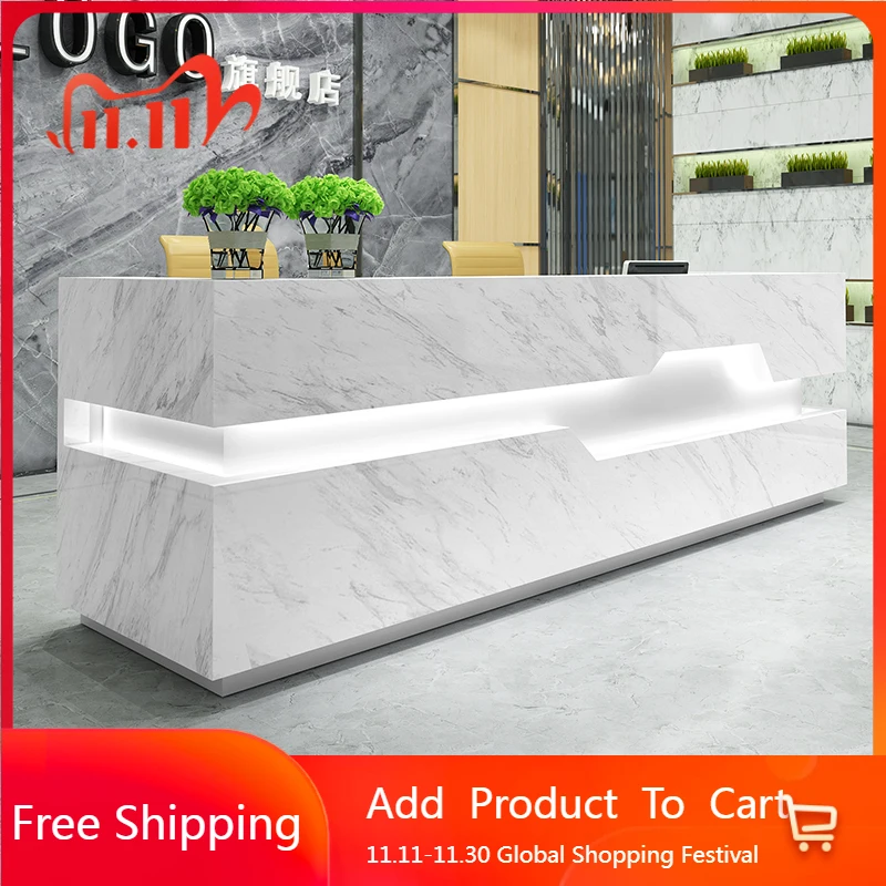 

Service Company Front Desk Commericial High Quality Light Luxury Business Office Desk Display Shop Modern Schreibtisch Furniture