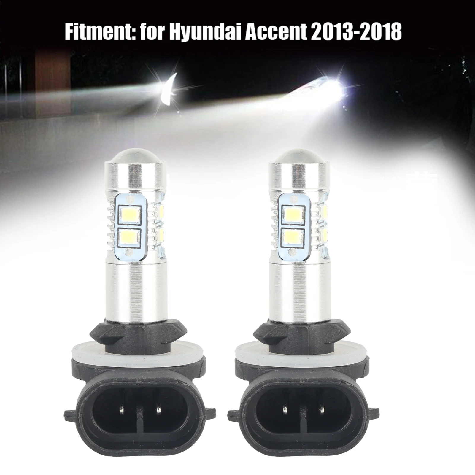 2PCS 12-24V 50W 6000K Auto LED Luminoso Ad Alta Potenza Nebbia Lampadine Diurne Per Hyundai Accent 2013-2018