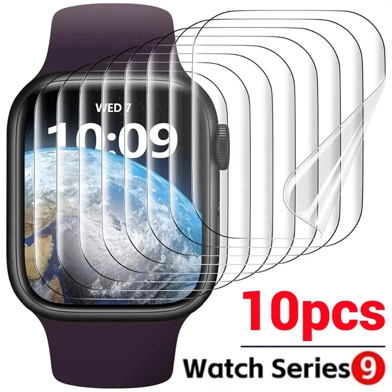 10PCS Screen Protector Clear Protective Film For Apple Watch 9 8 7 6 SE 5 4 45MM 41MM 40MM 44MM Not Glass iWatch 3 2 Ultra 49mm