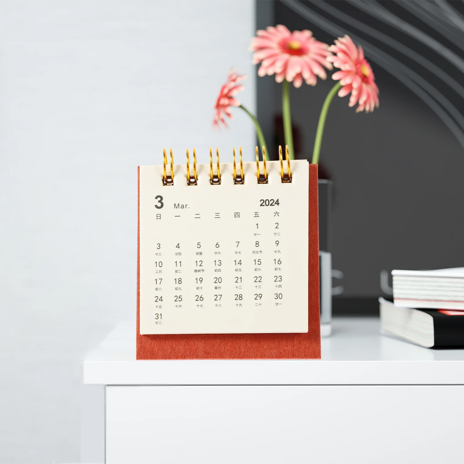 Calendrier de bureau décoratif, note de bureau, petit et frais ménage, étudiant noir