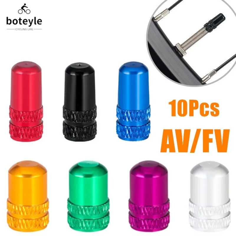 10Pcs Aluminum Bicycle Tire Valve Cap Schrader/Presta Valve Cap Bike Tire Caps With Vacuum Tire Law Mouth Nut Cycling Accessorie