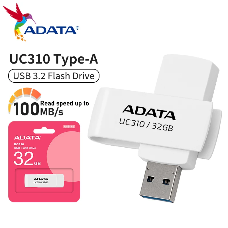

ADATA UC310 USB3.2 Flash Drive High Speed Transfer128GB 256GB Eco Recycled Plastic Casing Keychain Ready for PC Phone