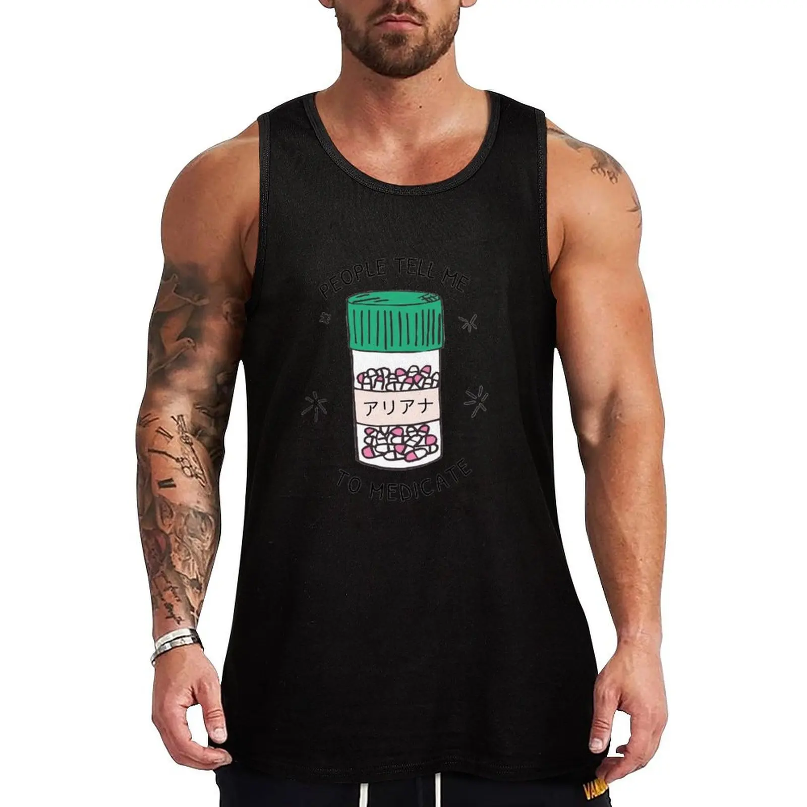 

people tell me to medicate Tank Top bodybuilding t-shirt sleeveless tshirts for men t-shirts for Men's gym
