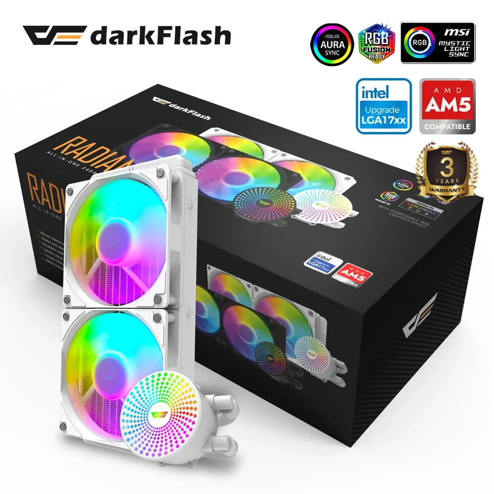 

Ddarkflash DC240 White Liquid Cpu Cooler 4 Pin Pwm 3 Pin 5V Addressable Argb Cpu Water Cooler For Intel and Amd