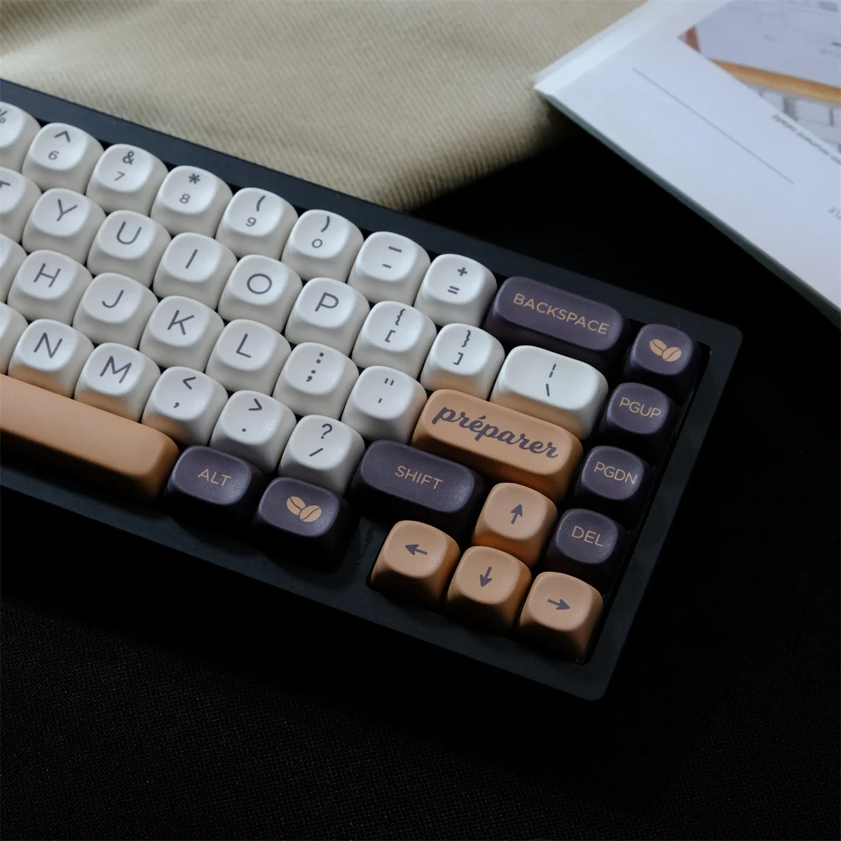 MOA keycap 126 tombol kopi PBT, tutup kunci profil MOA sublimasi lima sisi untuk tombol MX mekanik